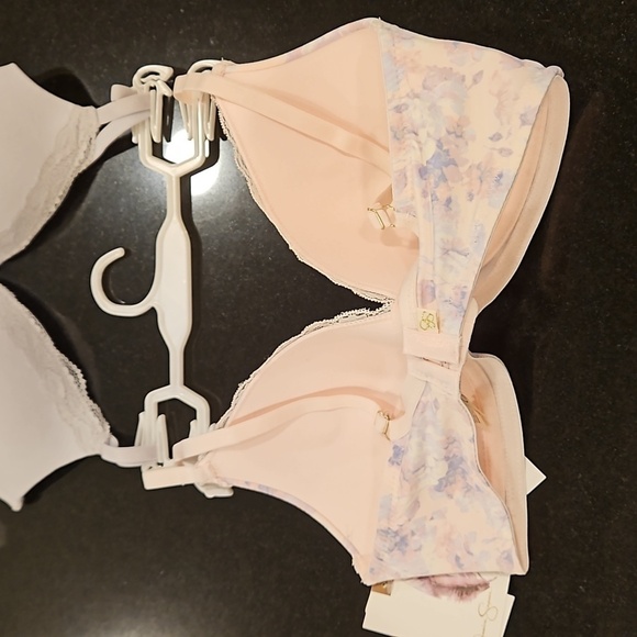 💕JESSICA SIMPSON💕 Wirefree Bras (2 Pack) Pink Floral & Gray 36B NWT - Picture 6 of 16